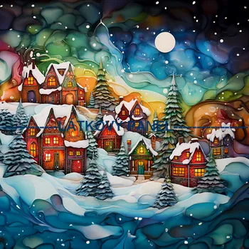 Látkový panel - Zimní městečko - ZIM-21 Velikost: 20x20cm, Materiál: Mikroplyš