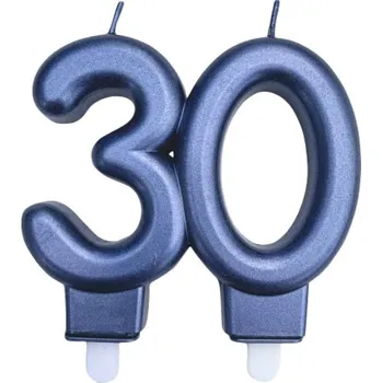 Dortová svíčka MZ Svíčka na dort "30" pět druhů barev 1ks Barva: Modrá