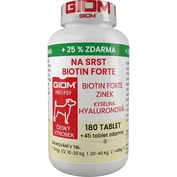 Giom S Na srst Biotin FORTE pes, kočka 180 tbl + 25 % zdarma číslo zboží	ZB024115