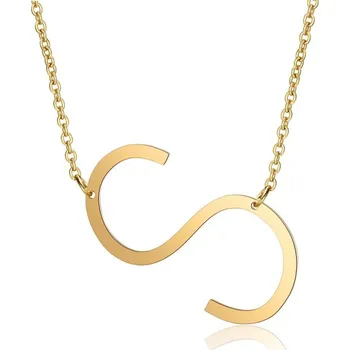 Náhrdelník Flamenco Mystique Náhrdelník z chirurgické oceli s písmenem S, pozlacený 14 karátovým zlatem, délka 45+4 cm