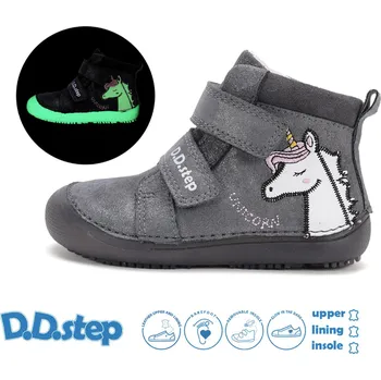 Dívčí polobotky Celoroční obuv DDstep barefoot A063-52815M Dark Grey SVÍTÍCÍ VE TMĚ dívčí Velikost: 29