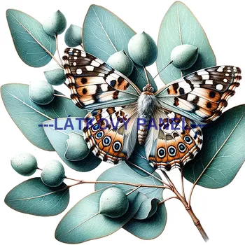 Látkový panel - Motýl na květině - MO-23 Velikost: 20x20cm, Materiál: Mikroplyš