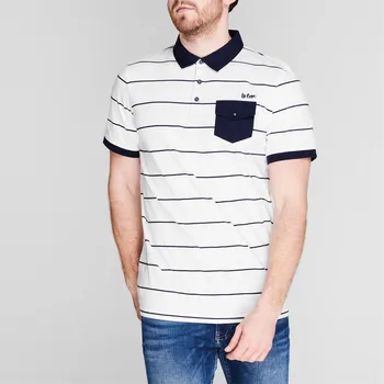 pánské tričko polo LEE COOPER - WHITE/NAVY - L (Lee Cooper Stripe Polo)