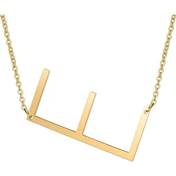 Náhrdelník Flamenco Mystique Náhrdelník z chirurgické oceli s písmenem E, pozlacený 14 karátovým zlatem, délka 45+4 cm