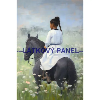 Látkový panel - Dívka na koni - KON - 74 Velikost: 20x13cm, Materiál: Mikroplyš