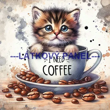 Látkový panel - Kočka - KČ-205 Velikost: 15x15cm, Materiál: Mikroplyš