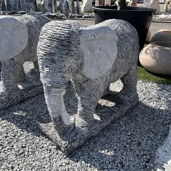 Zahradní dekorace Kamenná socha slona z šedého vápence – zahradní dekorace 70x80 cm Šedá