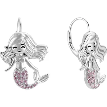 Náušnice Olivie 9659 Stříbrné náušnice MOŘSKÁ PANNA Čirá