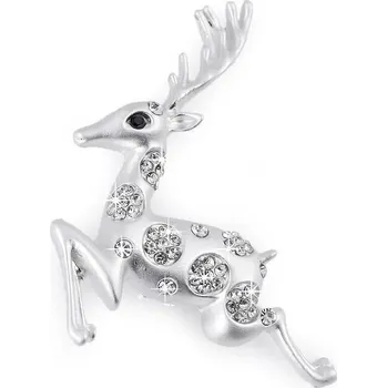 Brož Brož stříbrný jelínek s kamínky