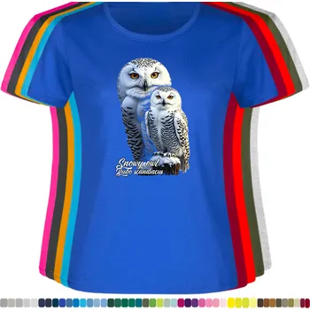 Dámské tričko damske-levne-bavlnene-tricko-digitalni-potisk-sovice-snezni Barva: Royal blue - královsky modrá, velikost: M