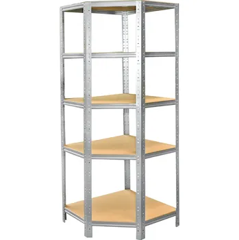 regál meets-ecommerce UG Rohový regál 180x60x30, 5-6 polic barva: pozink, počet polic: 5 polic