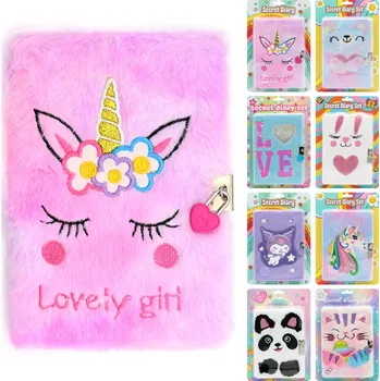 Zápisník Zápisník linkovaný A5 s plyšovou obálkou a zámkem (mix 8 designů)