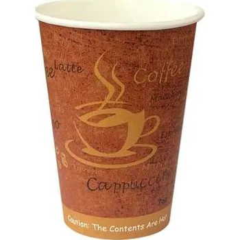 Jednorázové nádobí kelímek papírový 180 ml pr. 70mm - bílý - tisk ,,Coffee,, (100 ks/balení)