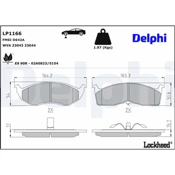 Brzdová destička Sada brzdových destiček, kotoučová brzda DELPHI LP1166