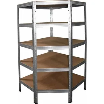 regál meets-ecommerce UG Rohový dílenský regál 180x90x60, 5-6 polic barva: pozink, počet polic: 5 polic