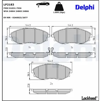Brzdová destička Sada brzdových destiček, kotoučová brzda DELPHI LP2183