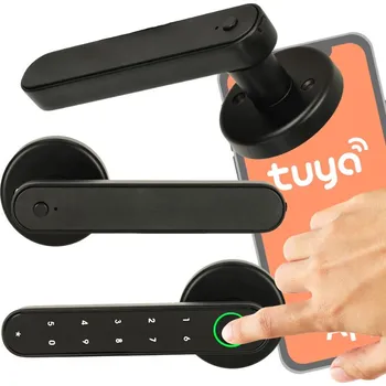 chytrý zámek Hütermann Smart TUYA klika s funkcí otevírání pomocí kódu a otisku prstu