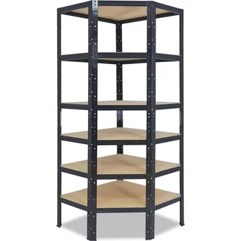 regál meets-ecommerce UG Rohový regál 230x80x50, 6-7 polic barva: antracitová, počet polic: 6 polic