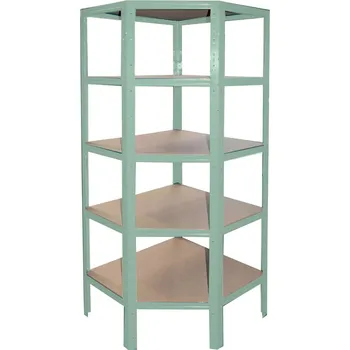 regál meets-ecommerce UG Rohový regál 180x70x45, 5-6 polic barva: zelená, počet polic: 5 polic