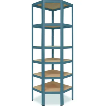 regál meets-ecommerce UG Rohový regál 180x60x30, 5-6 polic barva: modrá, počet polic: 6 polic