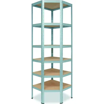 regál meets-ecommerce UG Rohový dílenský regál 230x60x30, 6-7 polic barva: zelená, počet polic: 6 polic