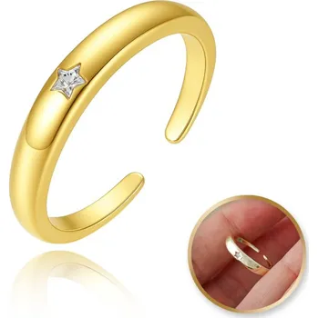 Prsten Flamenco Mystique Pozlacený nastavitelný prsten z chirurgické oceli s kubickou zirkonií R6 - PST950