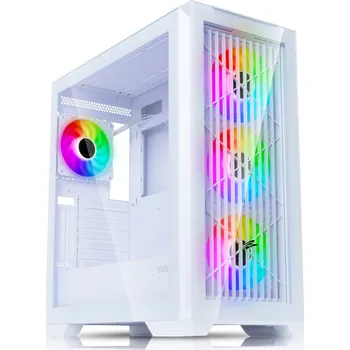 PC skříň EVOLVEO Ptero Q2G, skříň ATX, 4x ARGB ventilátor, čelní+boční panel sklo, bílá