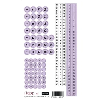 samolepka Fleppi Color coding kolekce | pastelově fialová – čísla