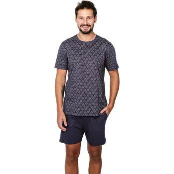 Pánské pyžamo Pánské pyžamo ITALIAN FASHION RICARDO krátká print/tmavě modrá 3XL 0