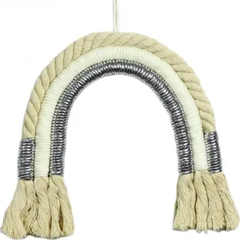 Flamenco Mystique Duhová Makrama Dekorace na Zeď pro Dětský Pokoj, Barevná, 25 x 30 cm