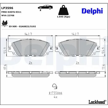 Brzdová destička Sada brzdových destiček, kotoučová brzda DELPHI LP2299