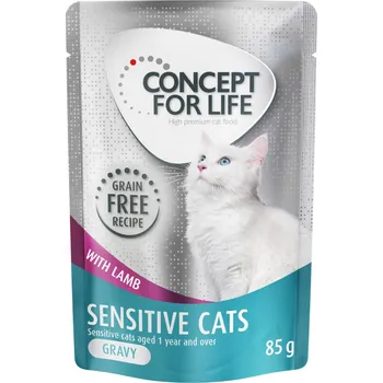 Krmivo pro kočku 24x85g Concept for Life bez obilovin - Senstive Cats jehněčí - v omáčce