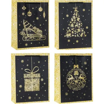 Dárková taška Rozette Vánoční taška papírová A5 střední LUX GLAMOUR ,balení 12 ks 589671