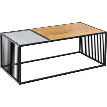 Konferenční stolek Invicta Konferenční stolek DORAN 100 cm – dubový dekor a kouřové sklo