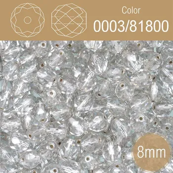 Dětské navlékací korálky Korálky BROUŠENÉ 8mm. Barva 0003/81800. Průhledná s průtahem. Balení 25Ks.