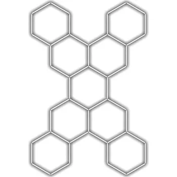LED páska Escape6 Kompletní LED hexagonové svítidlo bílé 4500 K, rozměr 9 elementů 246 × 386 cm tvar X