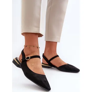 Dámské lodičky Dámské baletky na nízkém podpatku s odkrytou patou Sergio Leone SK831 Barva: Černá, Velikost: 36