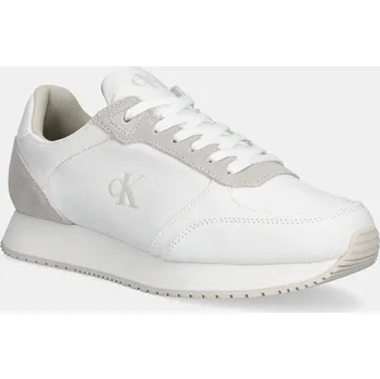 Pánská obuv Sneakers boty Calvin Klein Jeans RUNNER SOCK LACEUP MG CANVAS bílá barva, YM0YM01217 00B, EUR 40