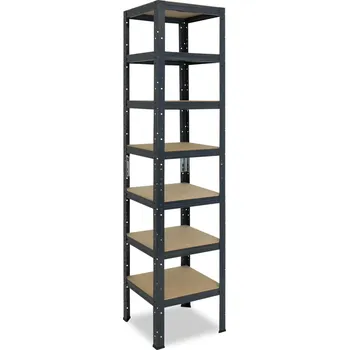 regál meets-ecommerce UG Policový regál 200x45x45, 4-7 polic barva: antracitová, počet polic: 7 polic