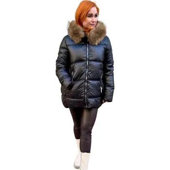 made in Italy Dámská zimní bunda 242943 černá s kožešinou barva: černá, Rozměr: XL - 42