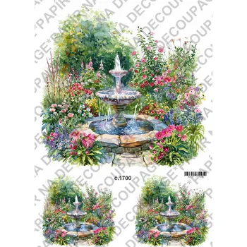 Umělecký papír Rýžový a soft papír na decoupage - Jarní zahrádka - KB01700 Materiál: Rýžový papír, Rozměr: A4