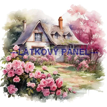 Látkový panel - Dům se zahradou - KR-52 Velikost: 30x30cm, Materiál: Mikroplyš