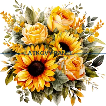 Látkový panel - Slunečnice - KYT-98 Velikost: 15x15cm, Materiál: Mikroplyš