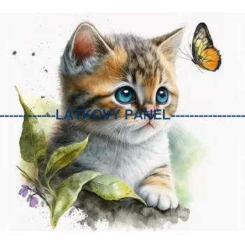 Látkový panel - Kočka - KČ-140 Velikost: 35x35cm, Materiál: Mikroplyš