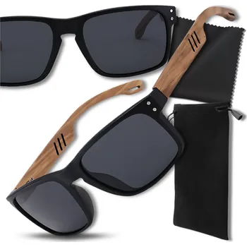 Sluneční brýle Pánské sluneční brýle s polarizací, bambusové a plastové rámy, černá barva