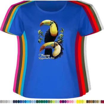 Dámské tričko damske-levne-bavlnene-tricko-digitalni-potisk-tukan-obrovsky Barva: Royal blue - královsky modrá, velikost: S