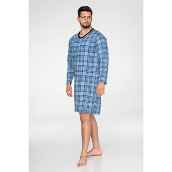 Pánská noční košile TIMO Timo | Bavlněná pánská noční košile s dlouhým rukávem Mens Cubes - 2XL / 58