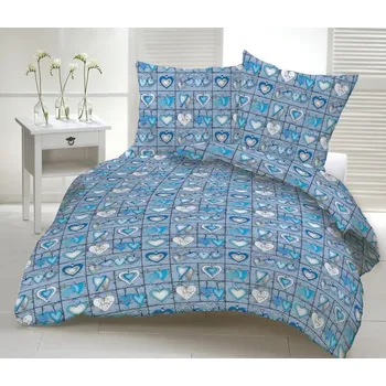 Povlečení Krepové povlečení modré srdce texora LT820