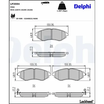 Brzdová destička Sada brzdových destiček, kotoučová brzda DELPHI LP3594