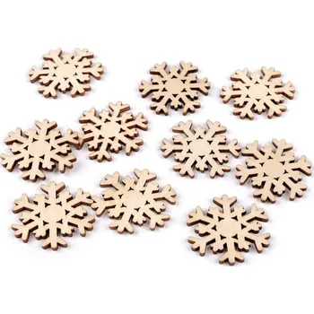 Vánoční dekorace Dřevěná vločka samolepicí - přírodní (10 ks)